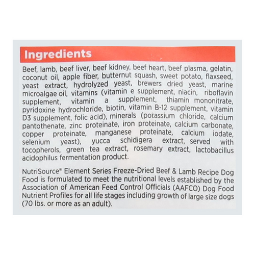 NutriSource Element Series Freeze Dried Raw Bites Beef and Lamb Recipe