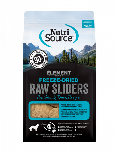 NutriSource Element Series Freeze Dried Raw Slider Chicken and Duck Recipe