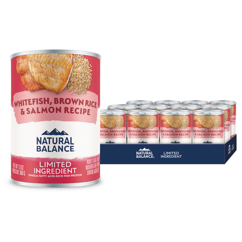 Natural Balance Limited Ingredient Wet Dog Food, Whitefish, Brown Rice & Salmon Recipe