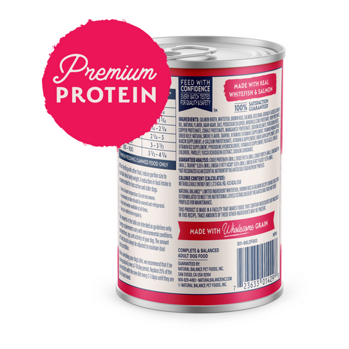 Natural Balance Limited Ingredient Wet Dog Food, Whitefish, Brown Rice & Salmon Recipe