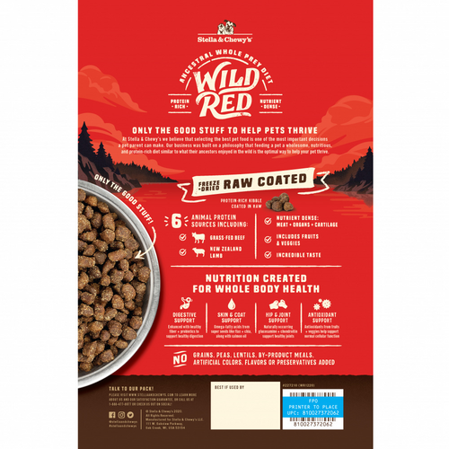 Stella & Chewy's Wild Red Dry Dog Food Raw Coated High Protein Grain & Legume Free Red Meat Recipe