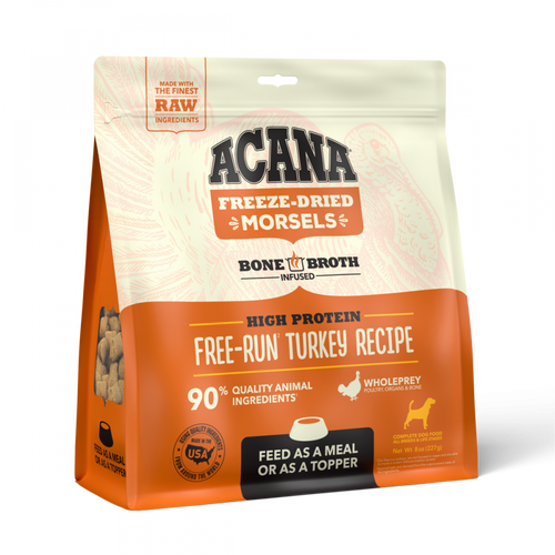 Acana Freeze Dried Dog Food & Topper, Grain Free, High Protein,  Fresh & Raw Animal Ingredients, Free-Run Turkey Recipe, Morsels