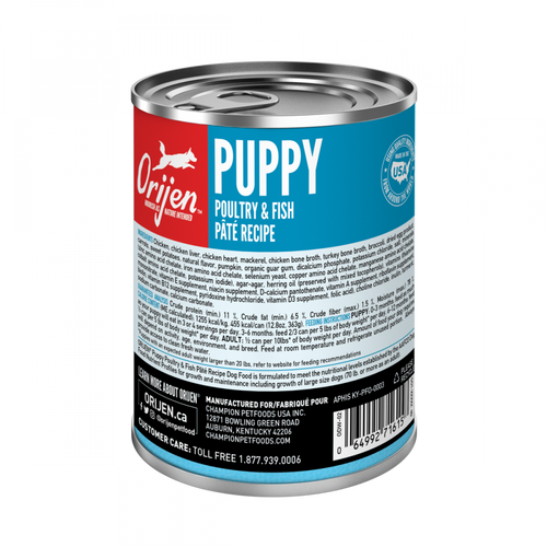 ORIJEN Puppy Recipe, Poultry & Fish Pate, Grain-free, Premium Wet Dog Food