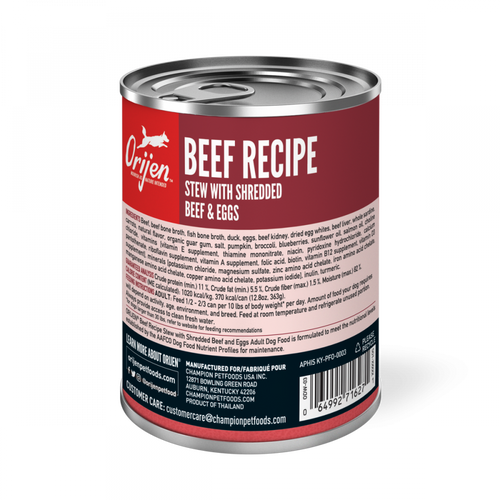 Orijen Beef Recipe Stew with Shredded Beef and Eggs Grain Free Dog Food