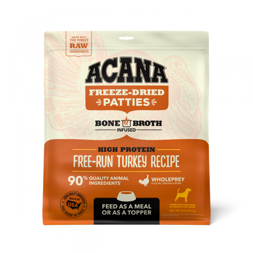 Acana Freeze Dried Dog Food & Topper, Grain Free, High Protein,  Fresh & Raw Animal Ingredients, Free-Run Turkey Recipe, Patties