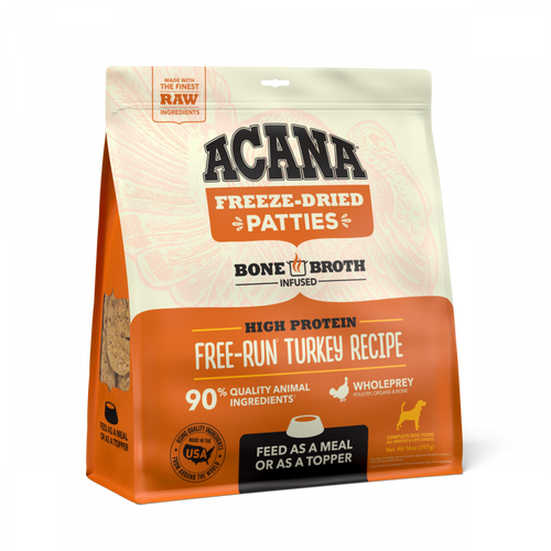Acana Freeze Dried Dog Food & Topper, Grain Free, High Protein,  Fresh & Raw Animal Ingredients, Free-Run Turkey Recipe, Patties