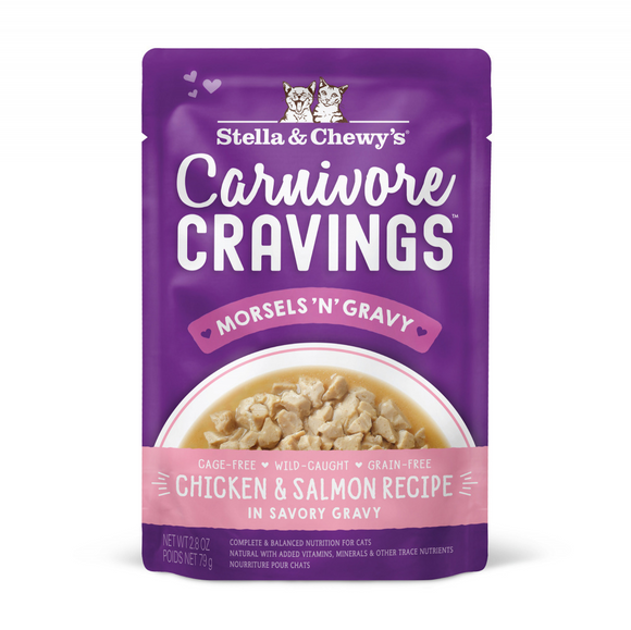 Stella & Chewy's Carnivore Cravings Morsels N Gravy Chicken & Salmon Recipe Pouch Cat Food