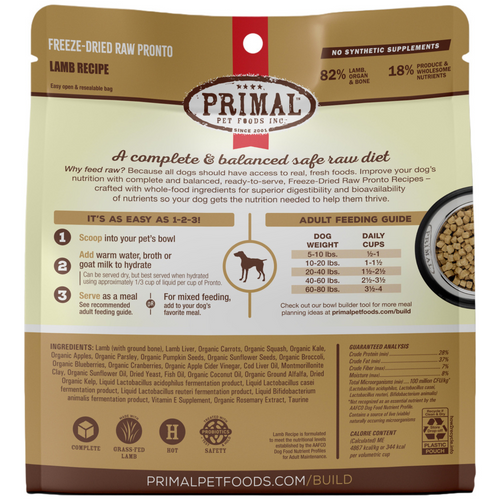 Primal Canine Lamb Formula Freeze-Dried Pronto