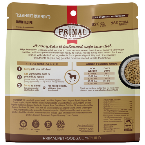 Primal Canine Lamb Formula Freeze-Dried Pronto