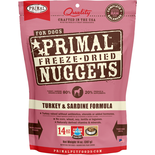 Primal Freeze Dried Nuggets Grain Free Turkey and Sardine Formula Dog Food