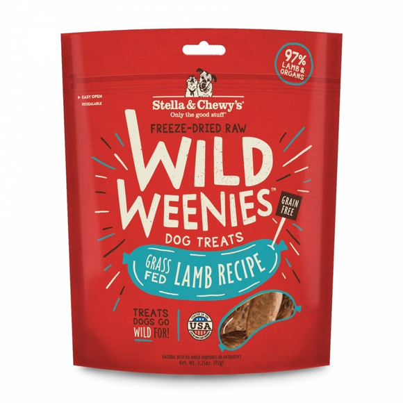 Stella & Chewy's Wild Weenies Grain Free Lamb Recipe Freeze Dried Raw Dog Treats