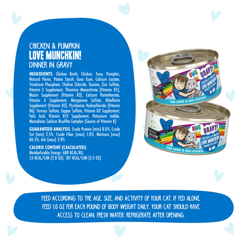 Weruva BFF Oh My Gravy Love Munchkin Grain Free Chicken & Pumpkin in Gravy Canned Cat Food