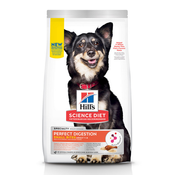 Hill's Science Diet Adult Perfect Digestion SM Bites Chicken, Brown Rice & Whole Oats Recipe Dry Dog Food