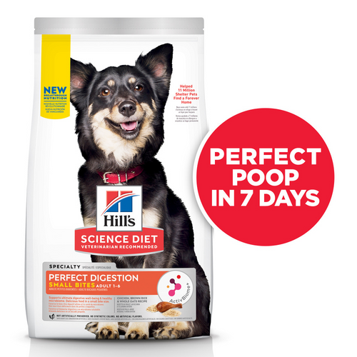 Hill's Science Diet Adult Perfect Digestion SM Bites Chicken, Brown Rice & Whole Oats Recipe Dry Dog Food