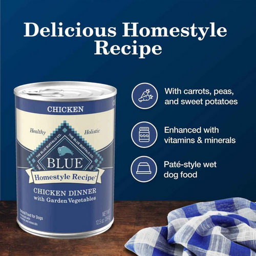 Blue Buffalo Homestyle Recipe Adult Chicken Dinner with Garden Vegetables Canned Dog Food