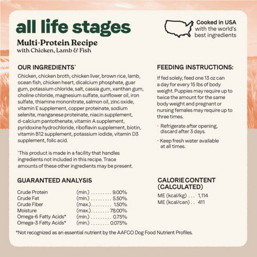 Canidae All Life Stages Wet Dog Food, Multi-Protein Formula with Chicken, Lamb & Fish, 13 oz.