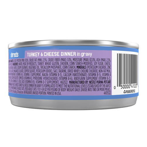 Friskies Savory Shreds Turkey And Cheese Dinner In Gravy Canned Cat Food