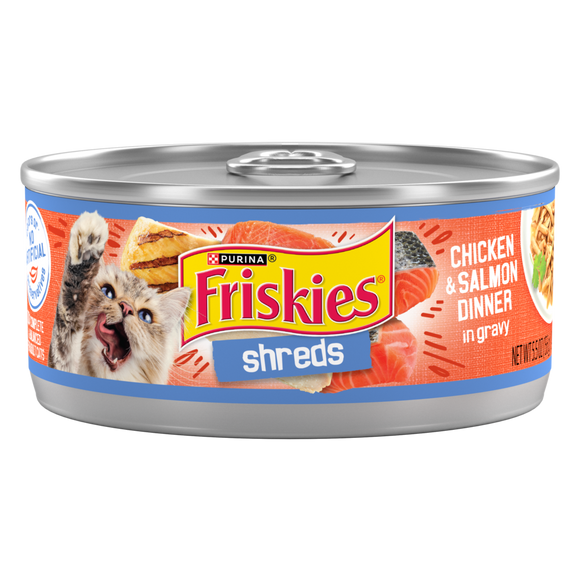 Friskies Savory Shreds Chicken And Salmon Dinner In Gravy Canned Cat Food