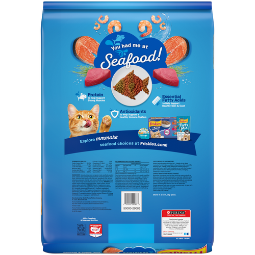 Friskies Dry Cat Food Seafood Sensations With Salmon, Tuna, and Shrimp Flavors