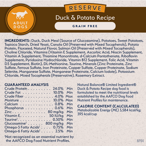 Natural Balance Limited Ingredient Reserve Grain Free Dry Dog Food, Duck & Potato Recipe