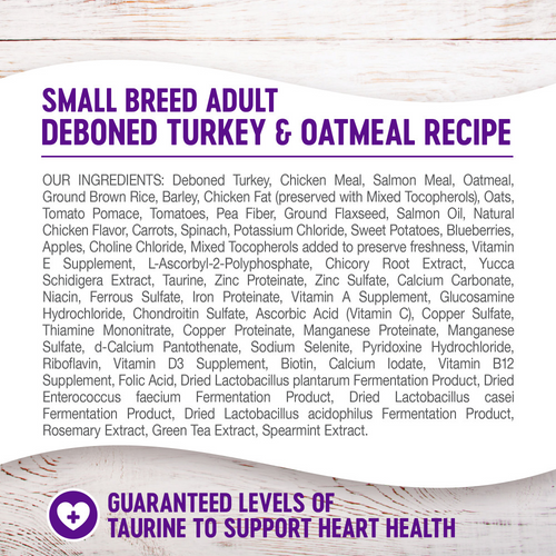 Wellness Complete Health Natural Small Breed Adult Turkey and Oatmeal Recipe Dry Dog Food