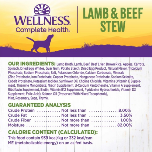 Wellness Natural Lamb and Beef Stew with Brown Rice and Apples Wet Canned Dog Food