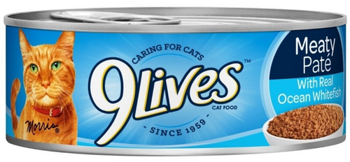 9Lives Meaty Pate with Ocean Whitefish Dinner Canned Cat Food