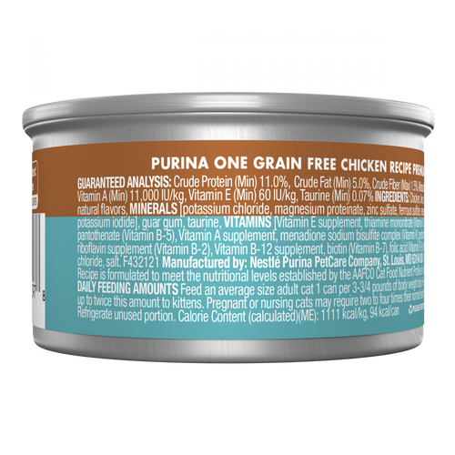 Purina ONE Grain Free Pate Chicken Canned Cat Food