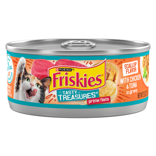 Friskies Tasty Treasures Gravy Chicken Tuna and Scallop Wet Cat Food