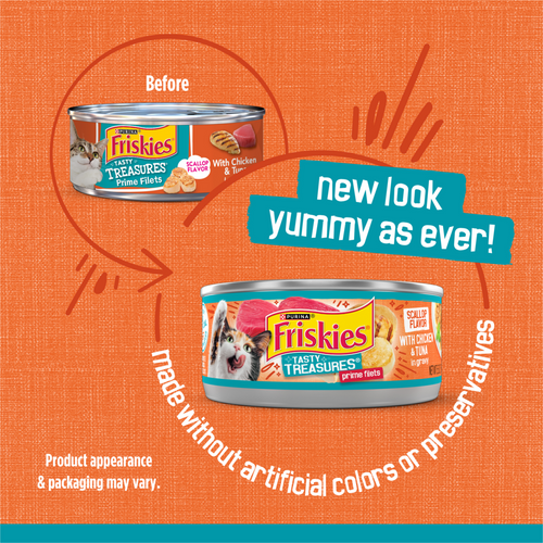 Friskies Tasty Treasures Gravy Chicken Tuna and Scallop Wet Cat Food