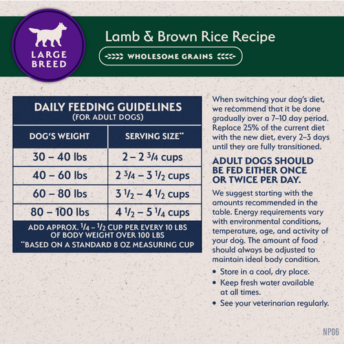 Natural Balance Limited Ingredient Dry Dog Food, Large Breed Lamb & Brown Rice Recipe