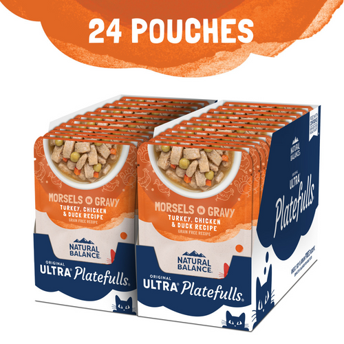 Natural Balance Original Ultra Platefulls Wet Cat Food, Turkey, Chicken, & Duck Morsels in Gravy Recipe