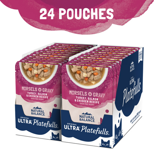 Natural Balance Original Ultra Platefulls Wet Cat Food, Turkey, Salmon & Chicken Morsels in Gravy Recipe