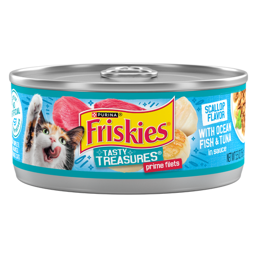 Friskies Tasty Treasures Prime Fillet Ocean Fish Tuna Scallop Wet Cat Food