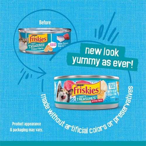 Friskies Tasty Treasures Prime Fillet Ocean Fish Tuna Scallop Wet Cat Food