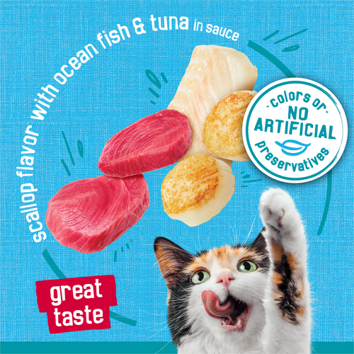 Friskies Tasty Treasures Prime Fillet Ocean Fish Tuna Scallop Wet Cat Food