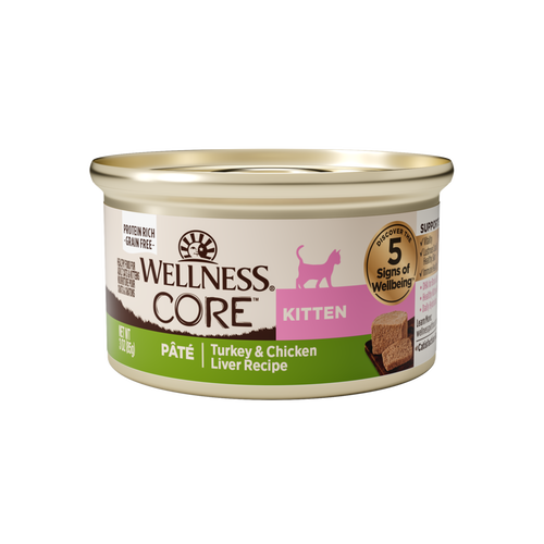 Wellness CORE Grain Free Natural Kitten Health Turkey and Chicken Smooth Pate Canned Cat Food