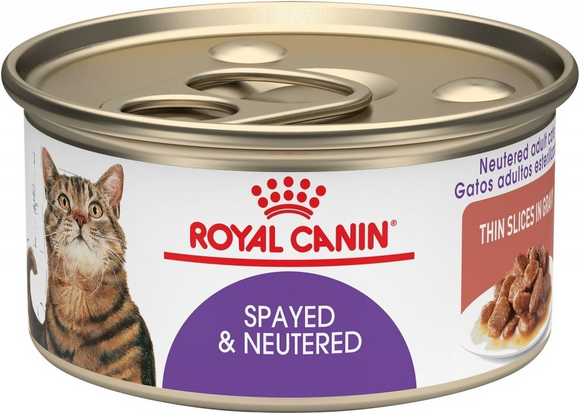 Royal Canin Feline Health Nutrition Spayed or Neutered Thin Slices in Gravy Canned Cat Food