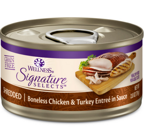 Wellness CORE Signature Selects Grain Free Canned Cat Food, Chunky Chicken & Turkey in Sauce