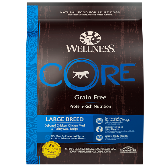 Wellness CORE Grain Free Natural Large Breed Health Chicken and Turkey Recipe Dry Dog Food