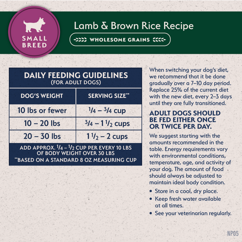 Natural Balance Limited Ingredient Dry Dog Food, Lamb & Brown Rice Small Breed Bites Recipe