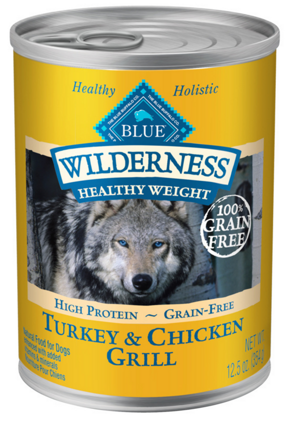 Blue Buffalo Wilderness Healthy Weight High-Protein Grain-Free Turkey & Chicken Grill Adult Canned Dog Food