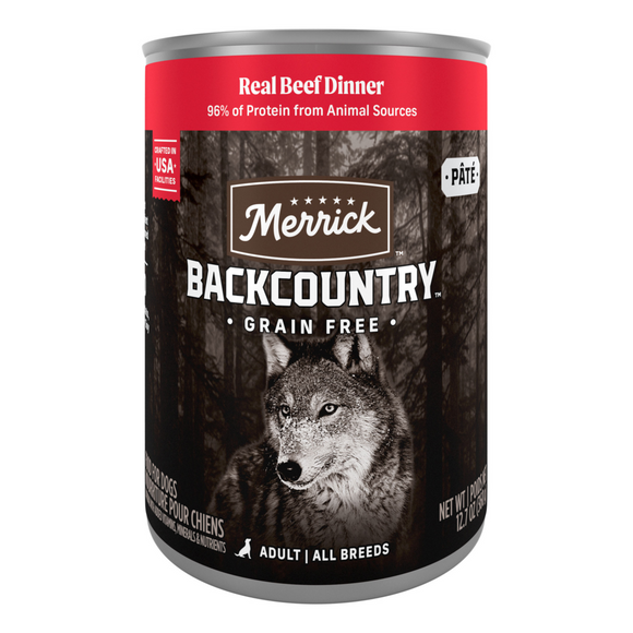 Merrick Backcountry Grain Free 96% Beef Recipe Canned Dog Food