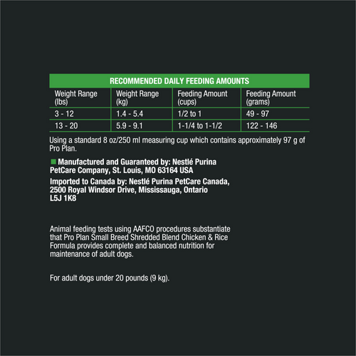 Purina Pro Plan Adult Shredded Blend Small Breed Chicken & Rice Formula Dry Dog Food