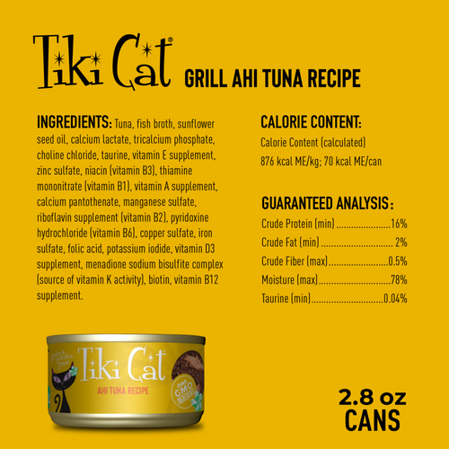 Tiki Cat Grill Grain Free Ahi Tuna Canned Cat Food