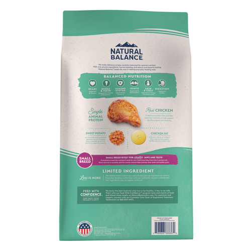 Natural Balance Limited Ingredient Grain Free Dry Dog Food for Small Breeds, Chicken & Sweet Potato Recipe
