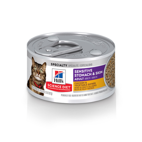 Hill's Science Diet Adult Sensitive Stomach & Skin Chicken & Vegetable Entree Canned Cat Food