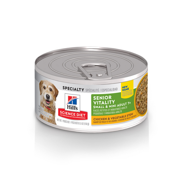 Hill's Science Diet Adult 7+ Senior Vitality SM & Mini Chicken & Vegetable Stew Canned Dog Food