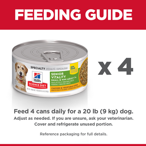 Hill's Science Diet Adult 7+ Senior Vitality SM & Mini Chicken & Vegetable Stew Canned Dog Food