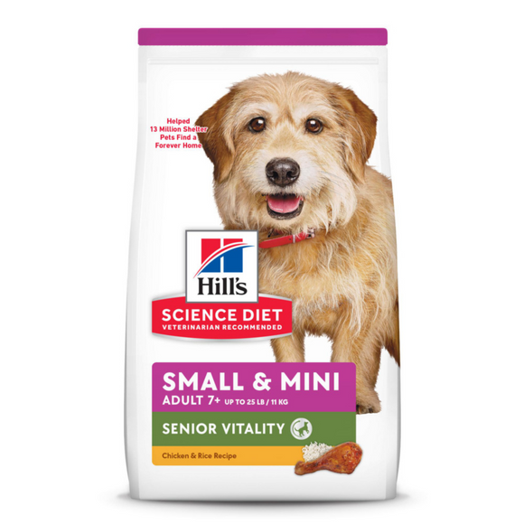 Hill's Science Diet Adult 7+ Senior Vitality SM & Mini Chicken & Rice Recipe Dog Food